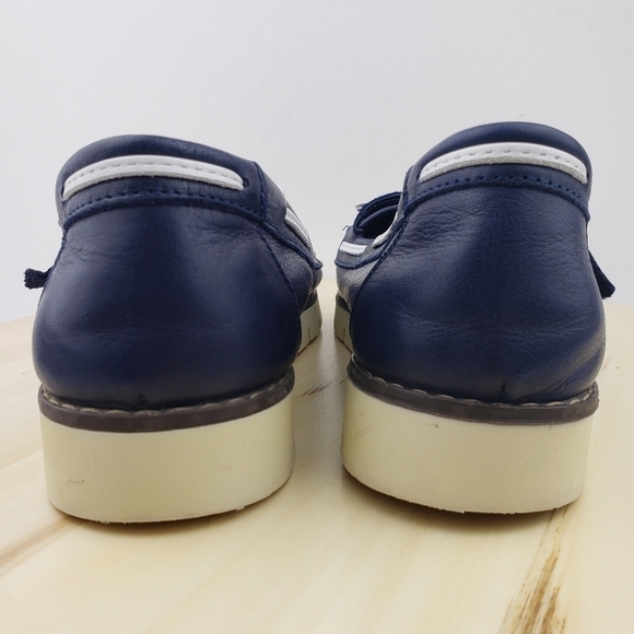 MODA Women's Leather Loafers Size 40 Slip On Comfort Casual Shoes Navy Blue - Picture 4 of 14
